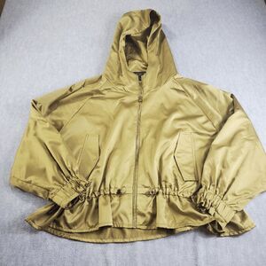 Marc New York Jacket Womens Medium Gold Cropped Bomber Hooded Zip Windbreaker